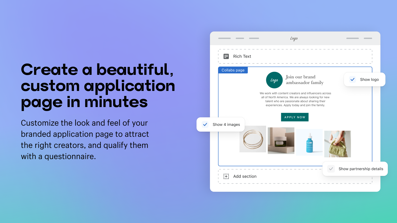 Create a beautiful, custom application page in minutes