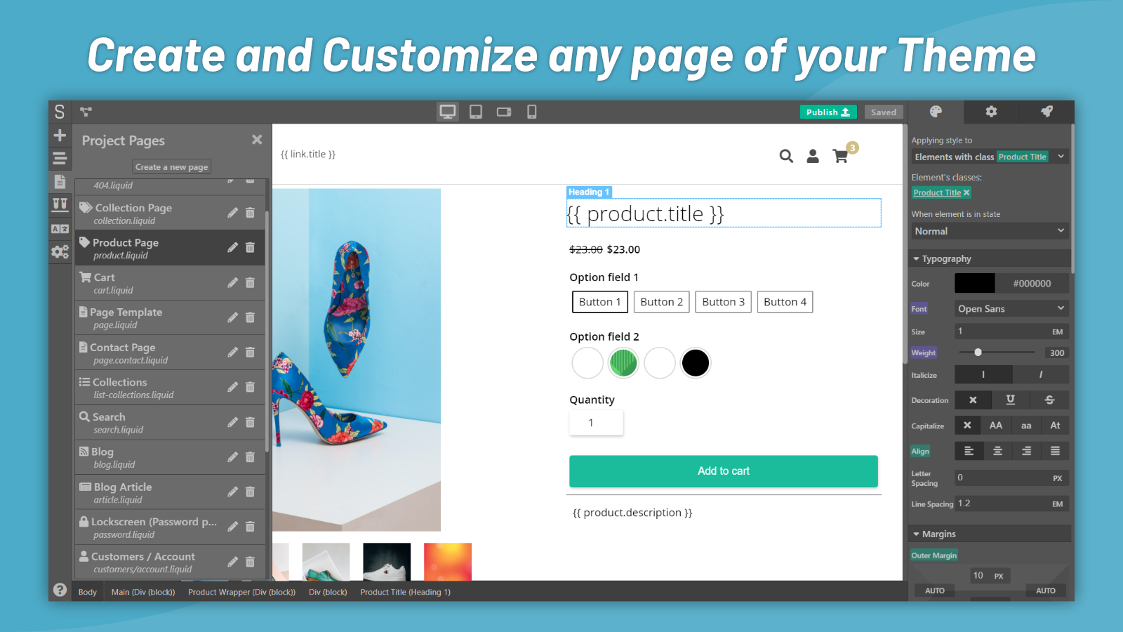 Create and Customize any page of your Theme