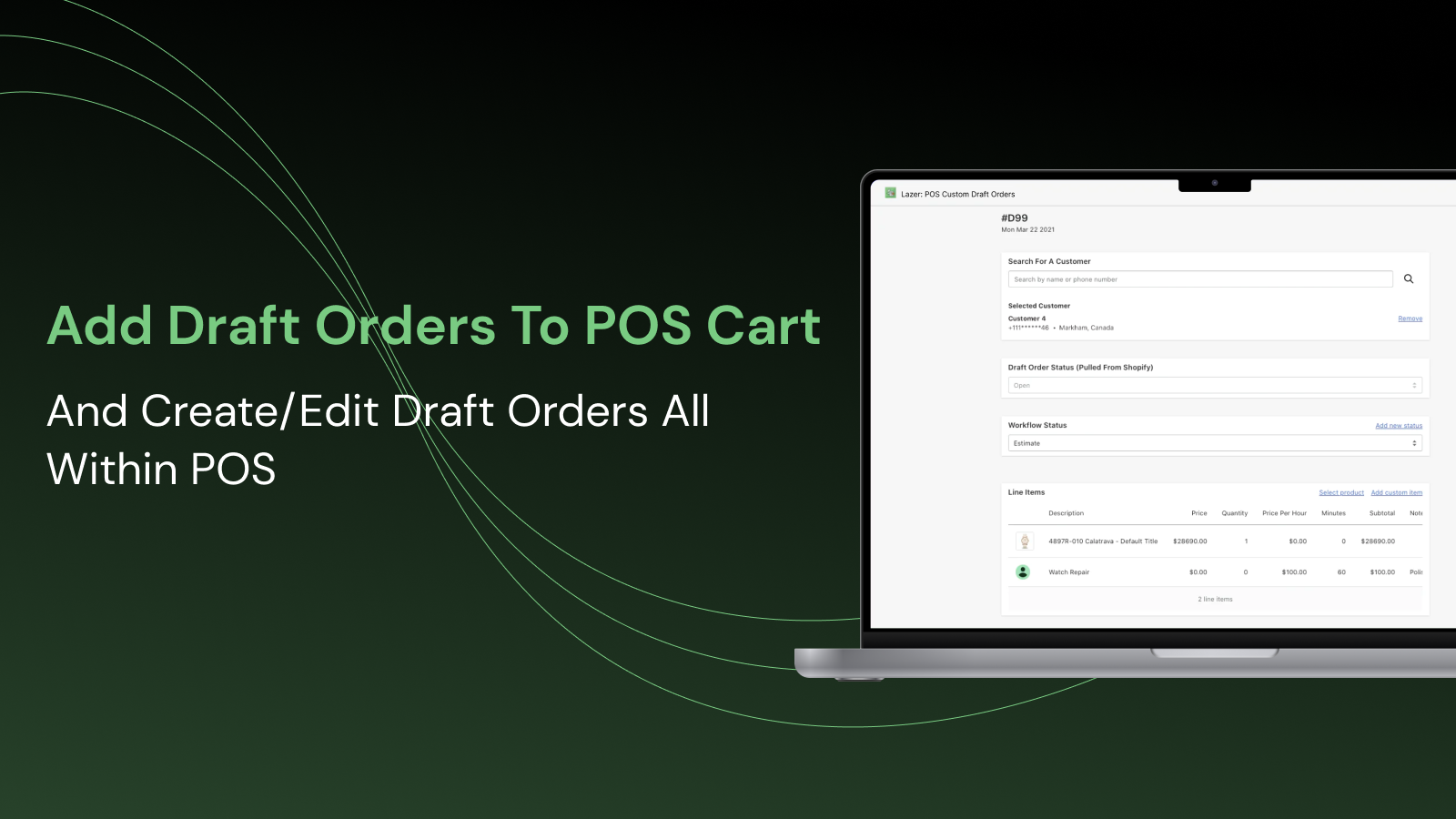 Create & Edit Draft Order For POS, & Add Draft Order To POS Cart