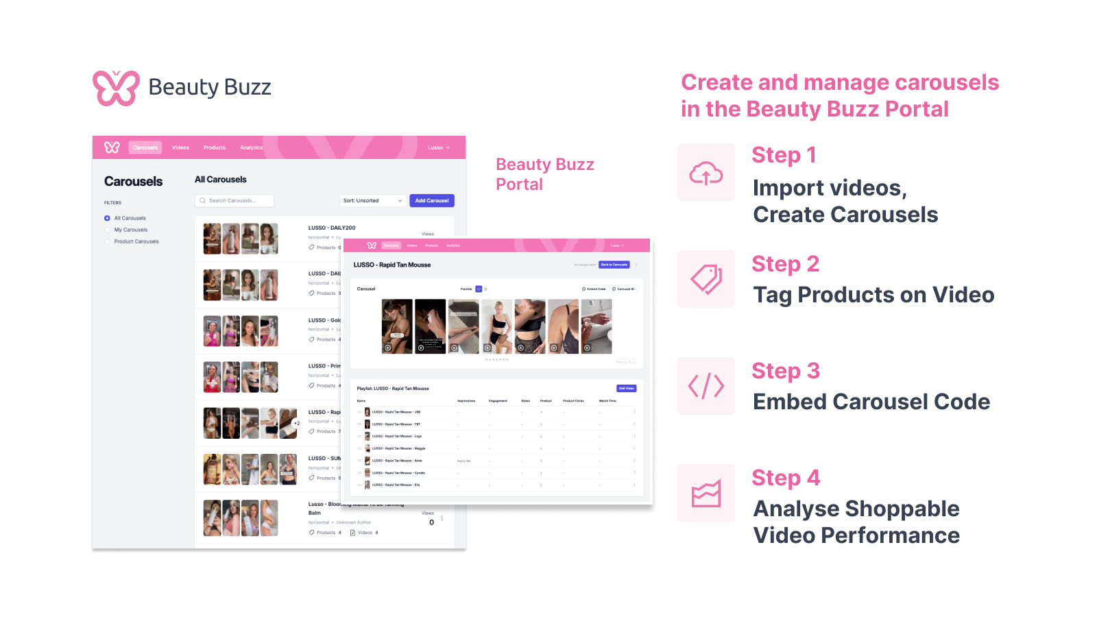 Create and manage carousels in the Beauty Buzz Portal