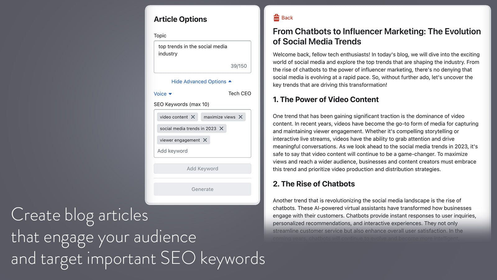 Create Articles Screenshot