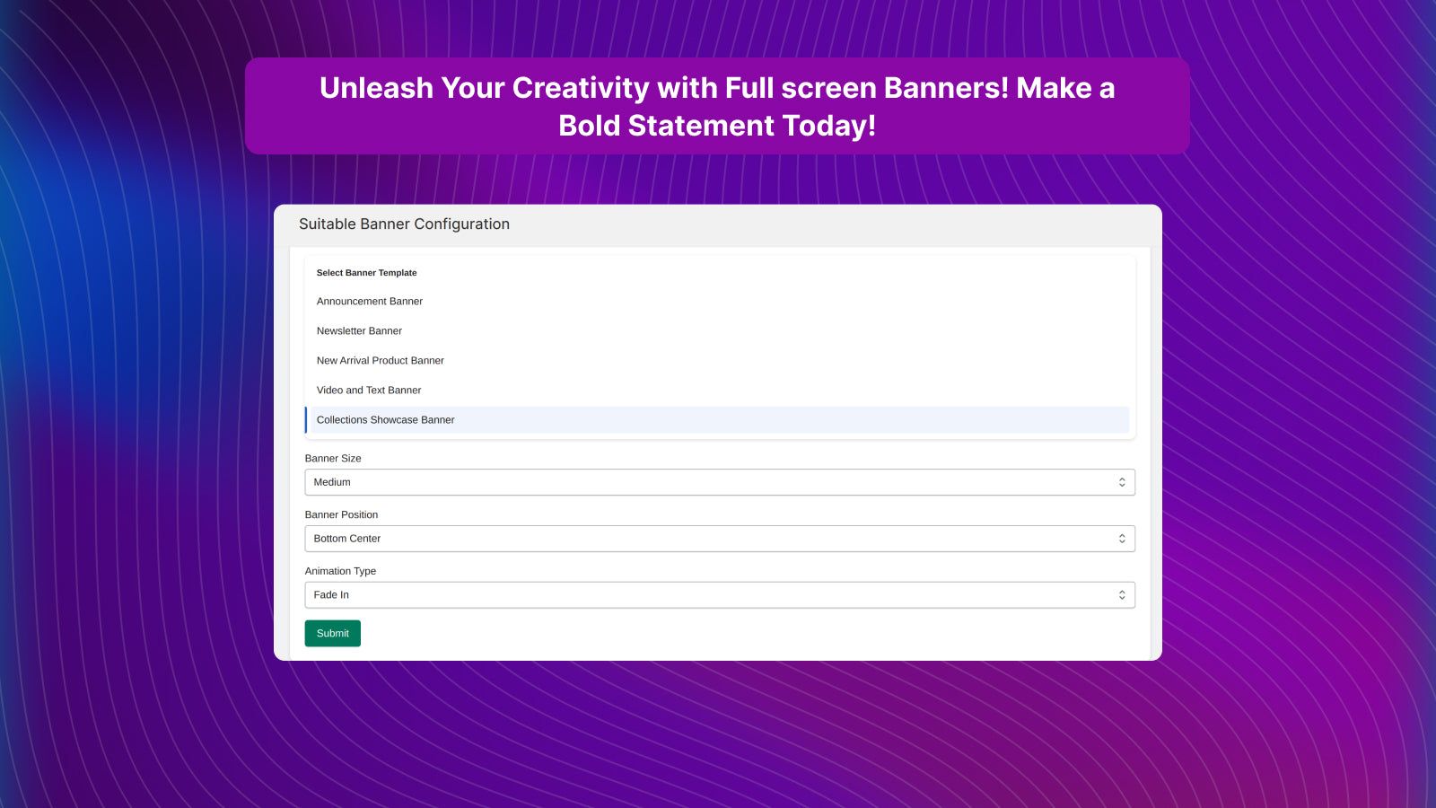 Create banner suitable options