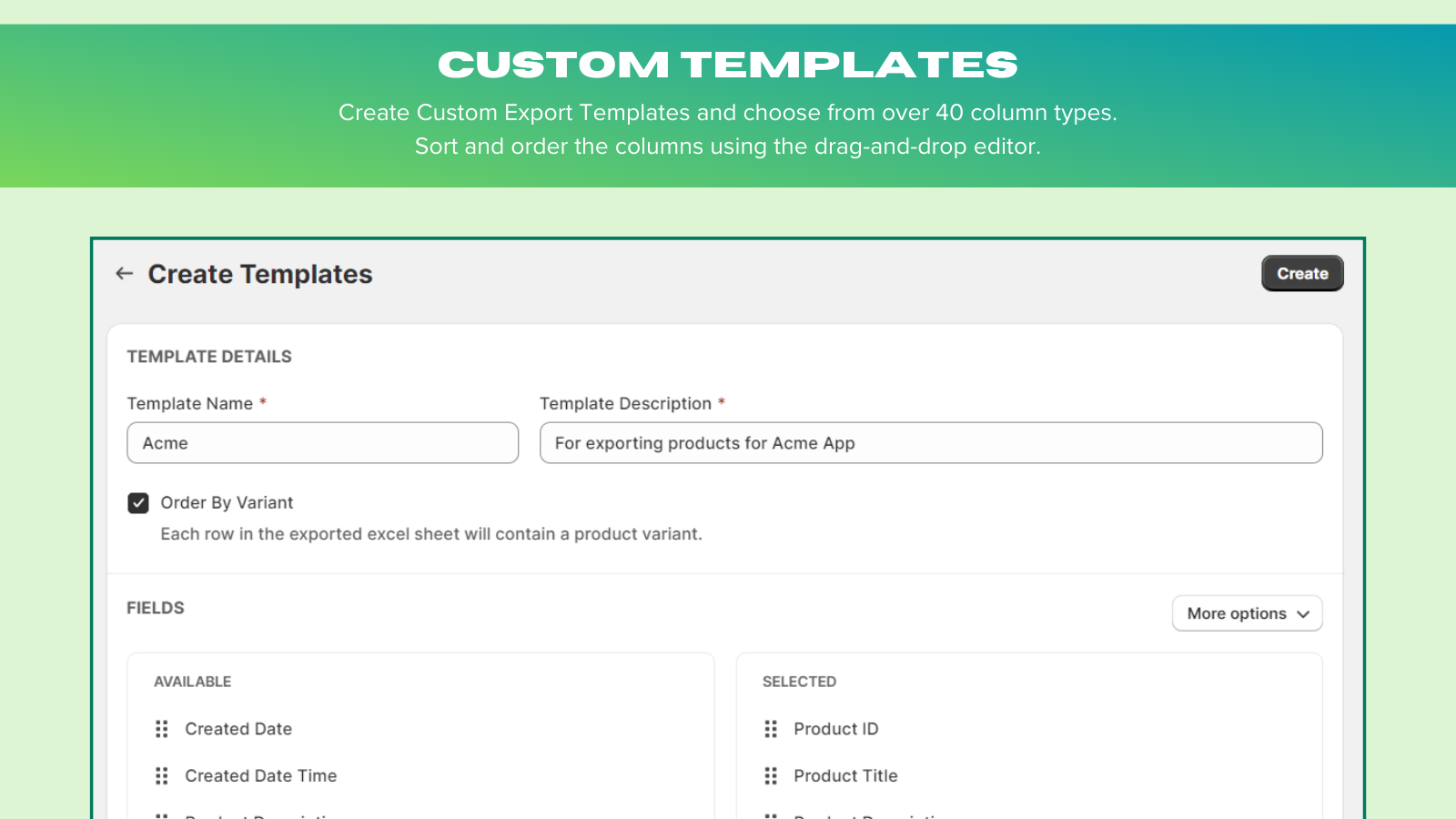 Create Custom Template for Exporting Products.