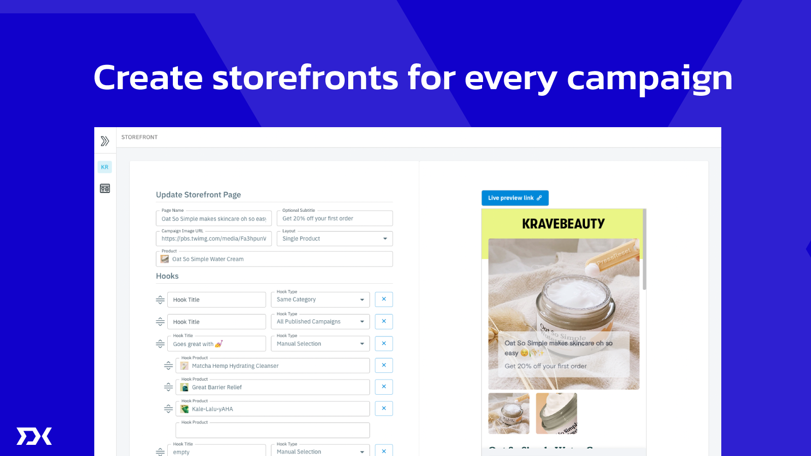 Create Destination Storefronts for all your social campaigns