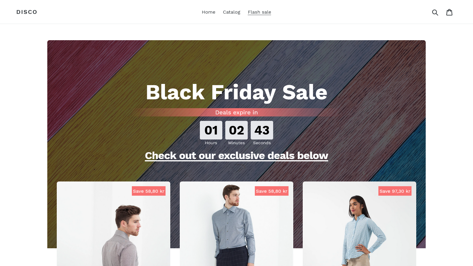 Create flash sale landing pages for browsing the products.