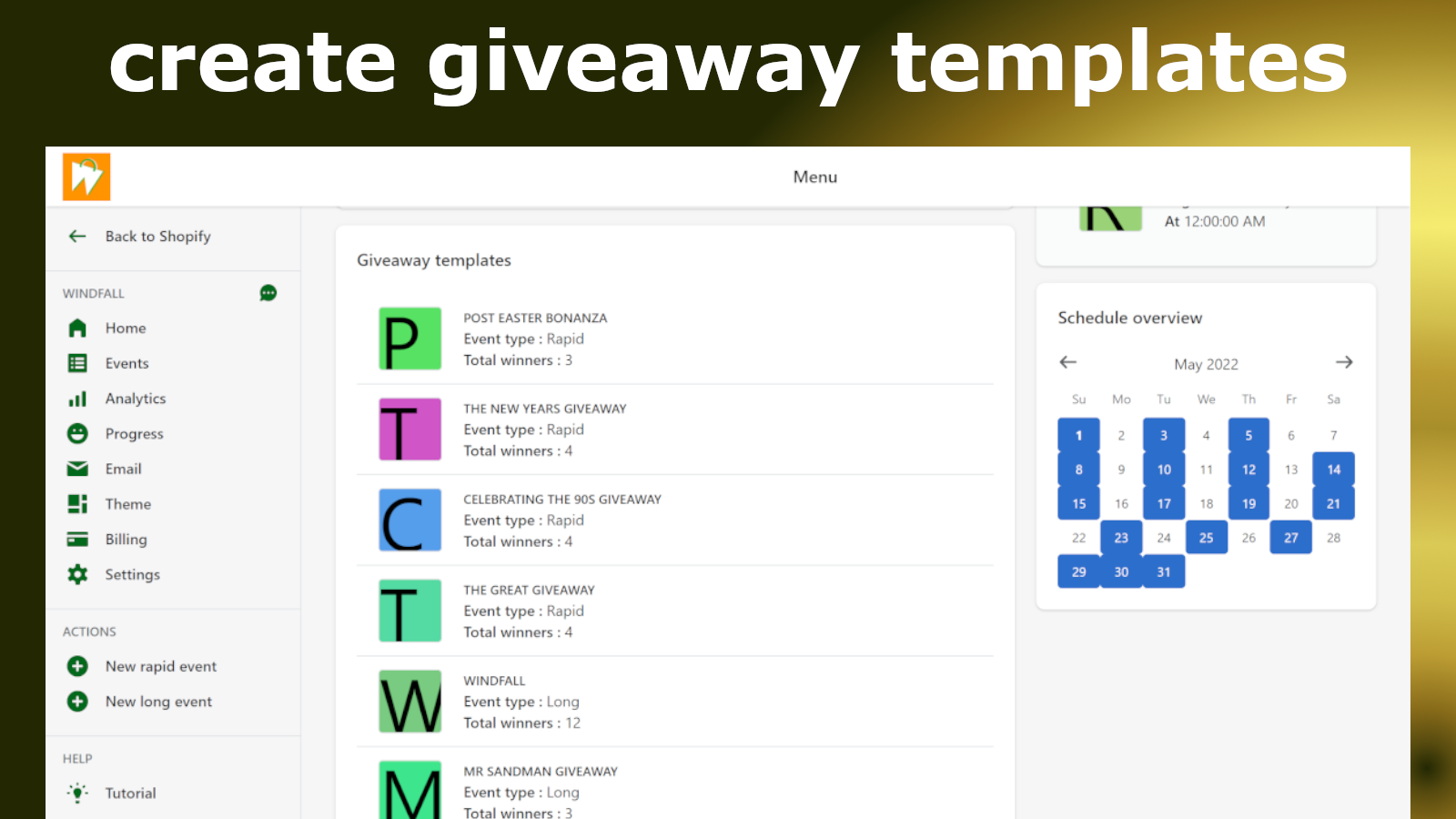 Create giveaway templates