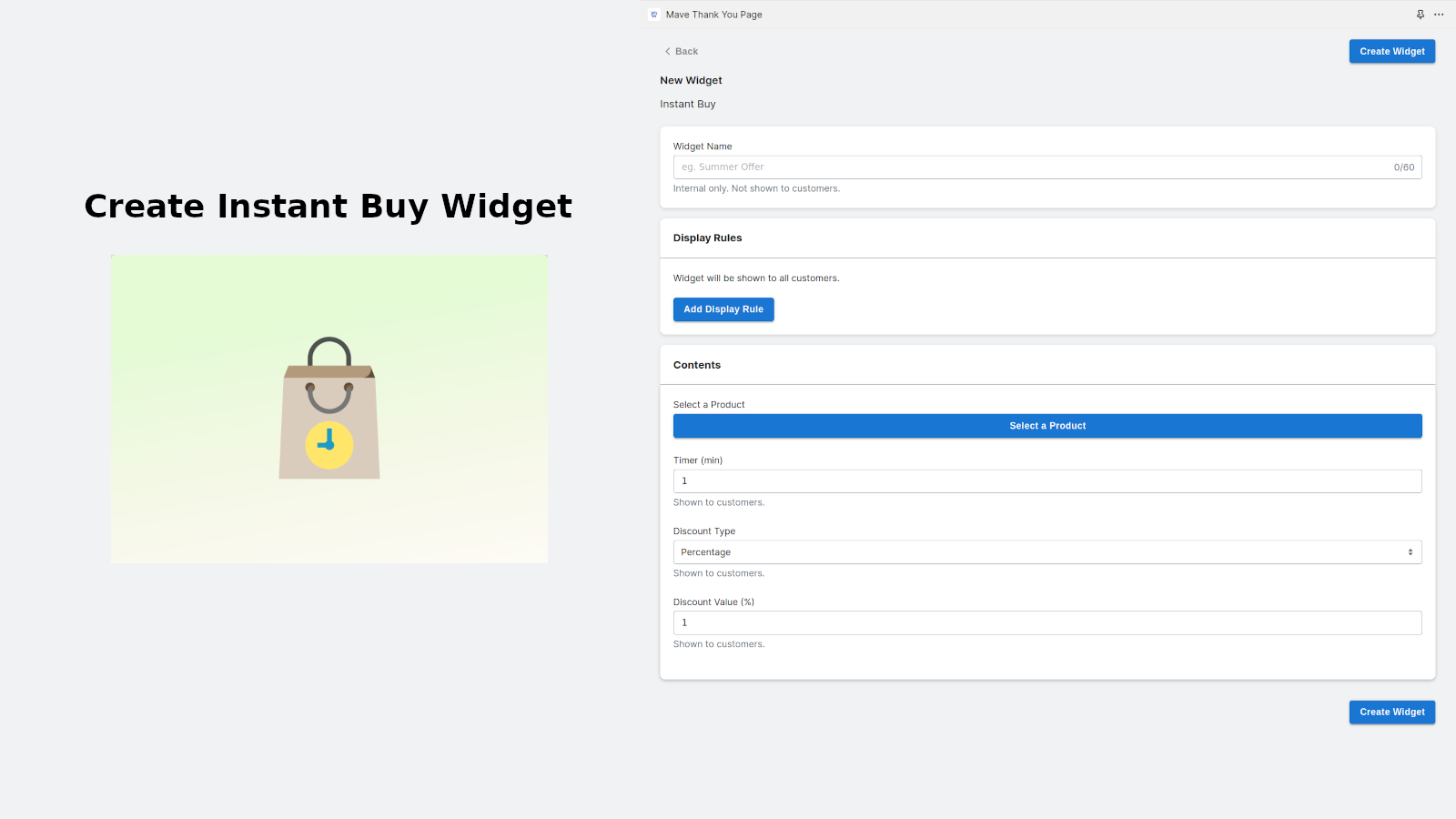 Create Instant Buy Widget