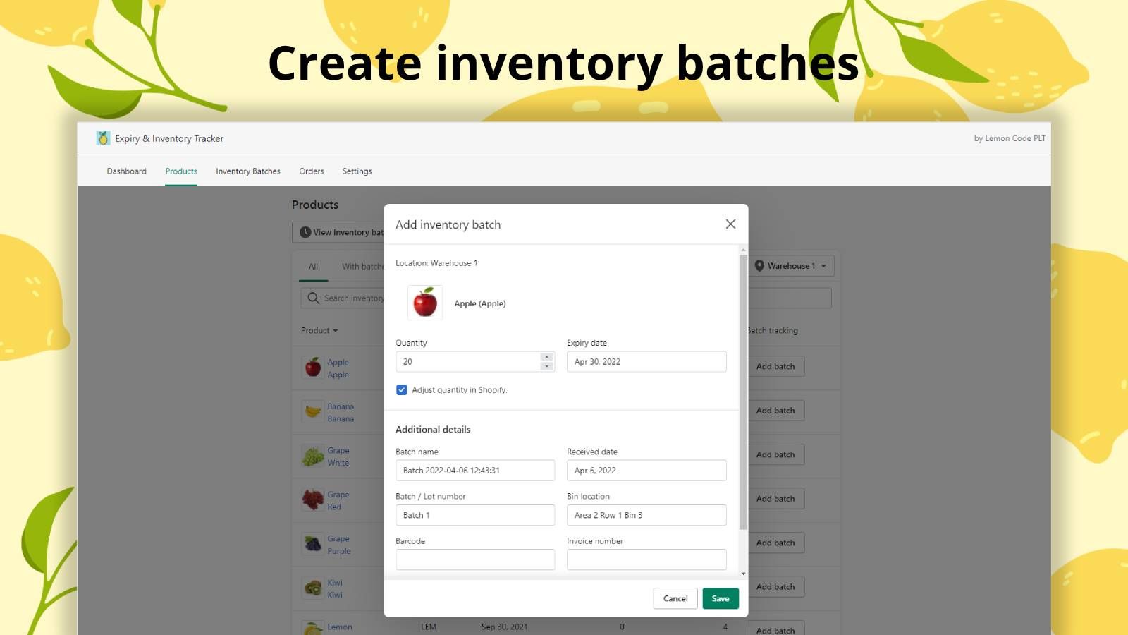 Create Inventory Batches