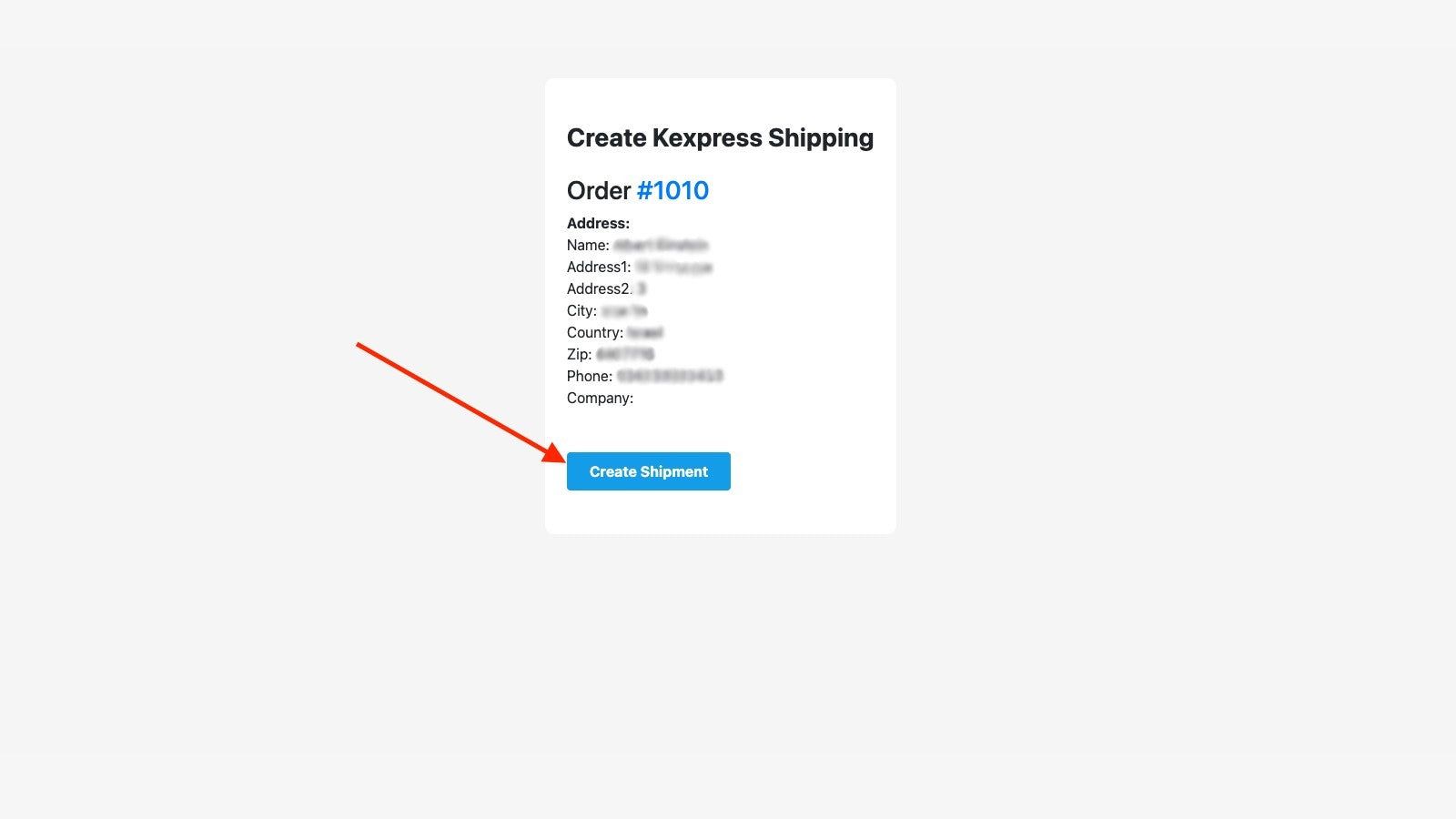 Create Kexpress shipments with the shopify order data