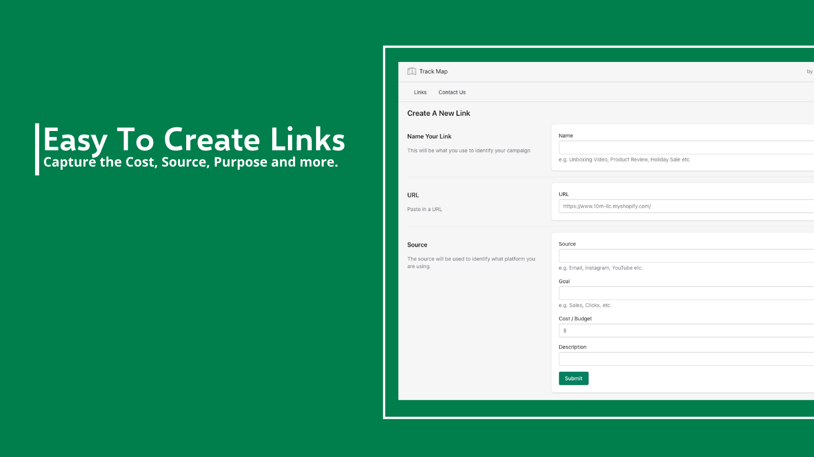Create links in seconds