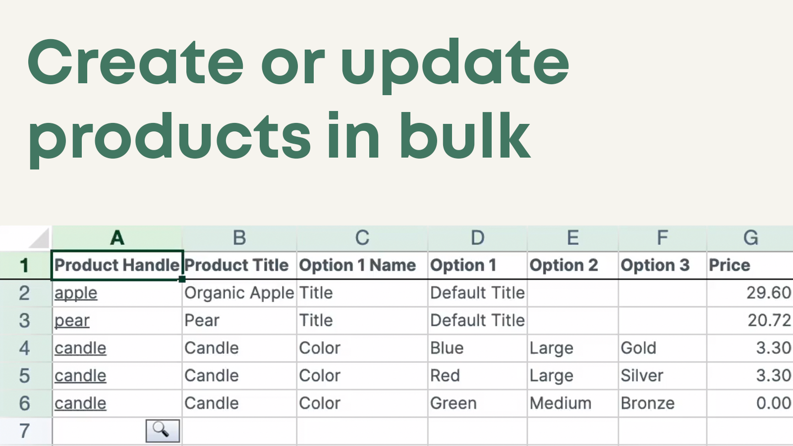 Create or update products in bulk