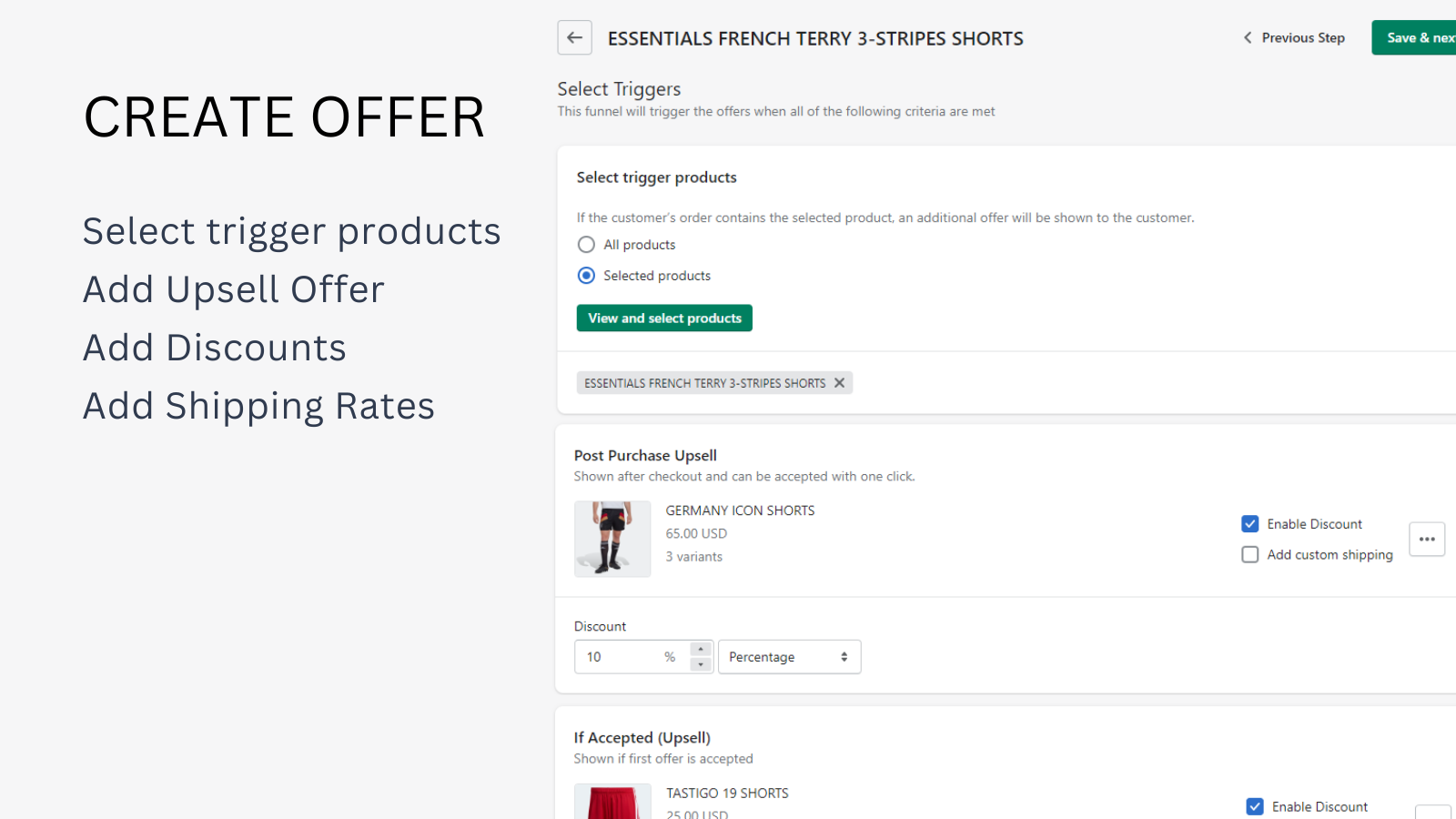 Create Post purchase upsell funnels