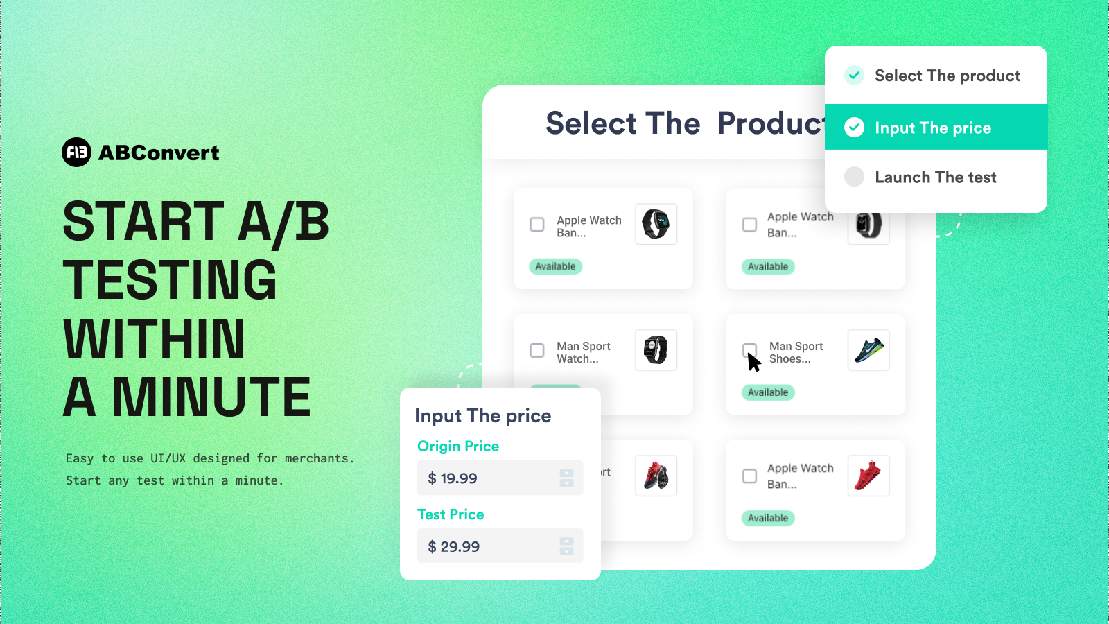 Create Product Pricing A/b Tests Easily and within seconds.
