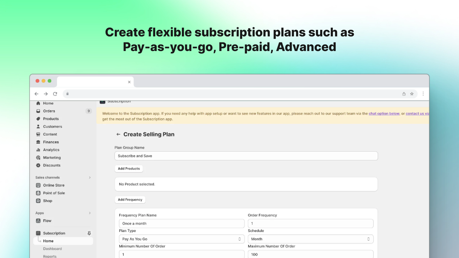 Create subscription plans