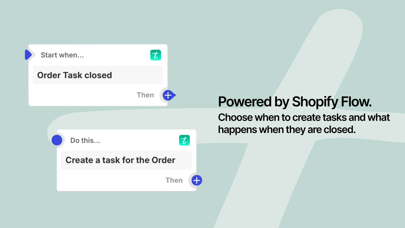 Create tasks with our Shopify Flow triggers and actions