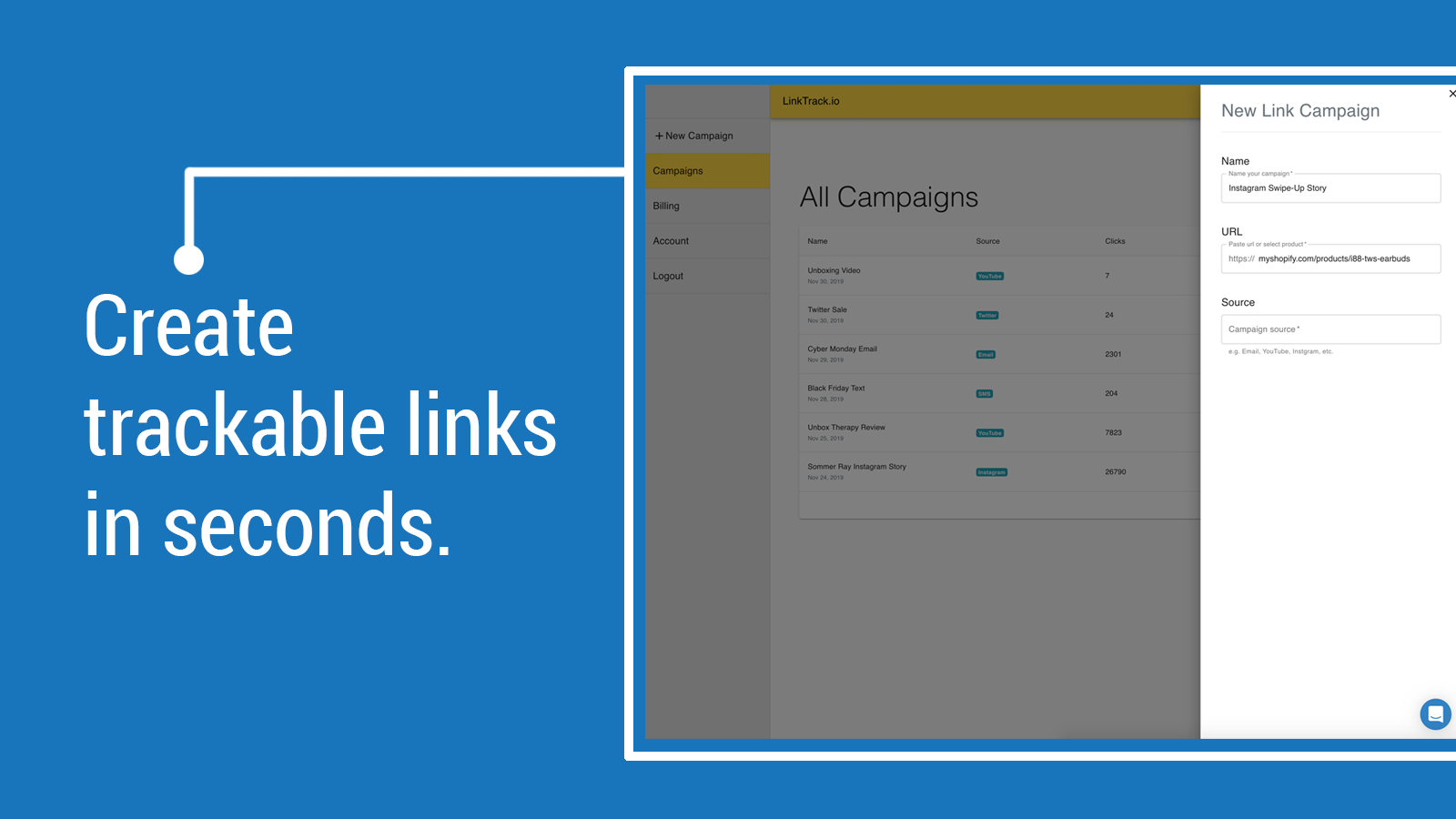 Create trackable links for Shopify