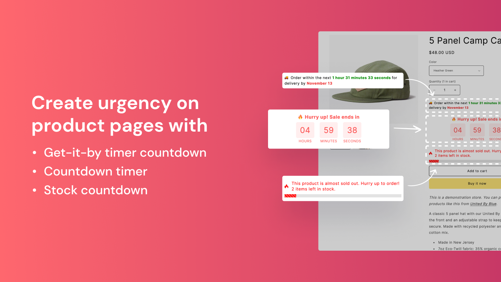 Create urgency with countdown timer