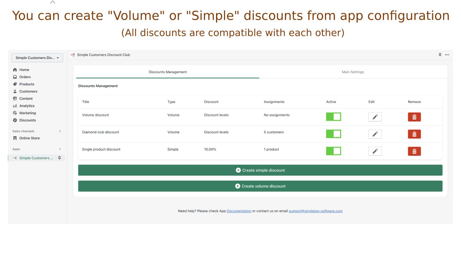 Create volume discounts, or simple discounts