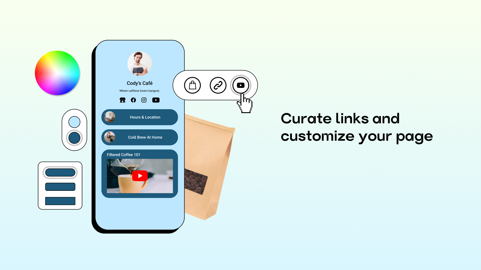 Curate links and customize your page