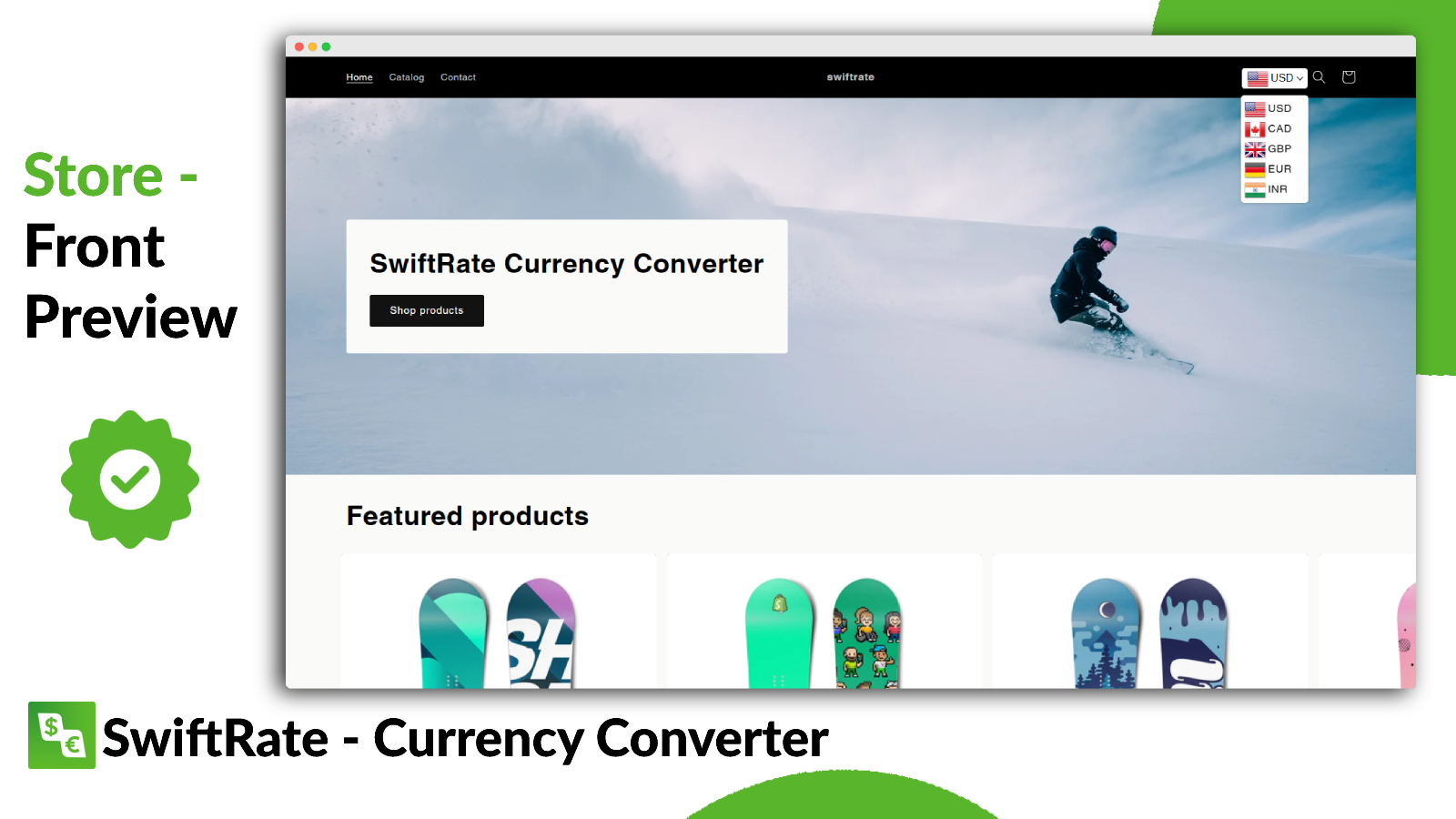 Currency converter storefront view
