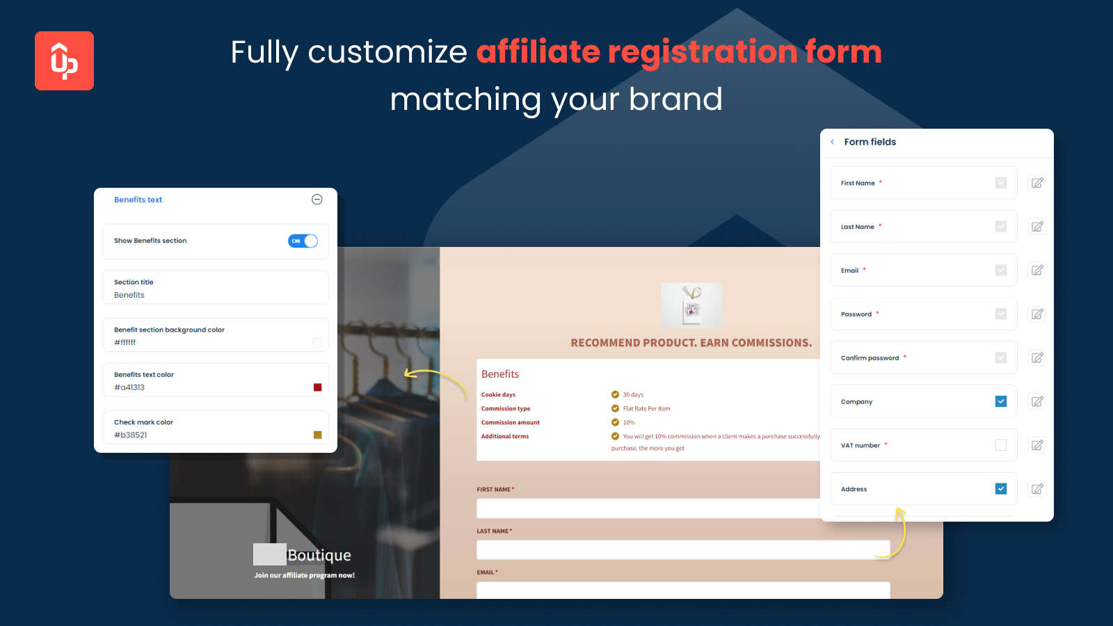 Custom affiliate registration form