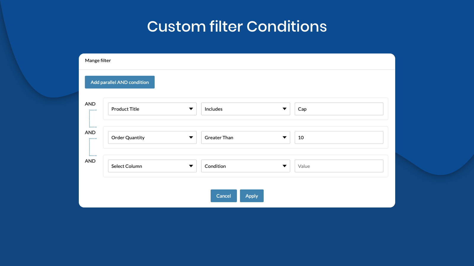 Custom filter Conditions