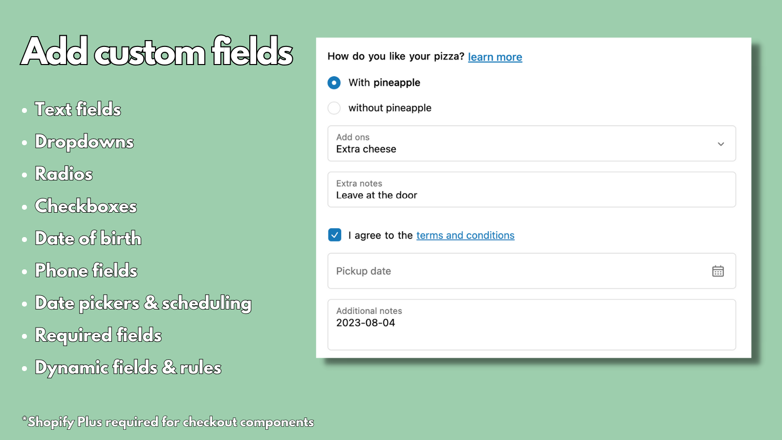 Custom form fields & checkboxes