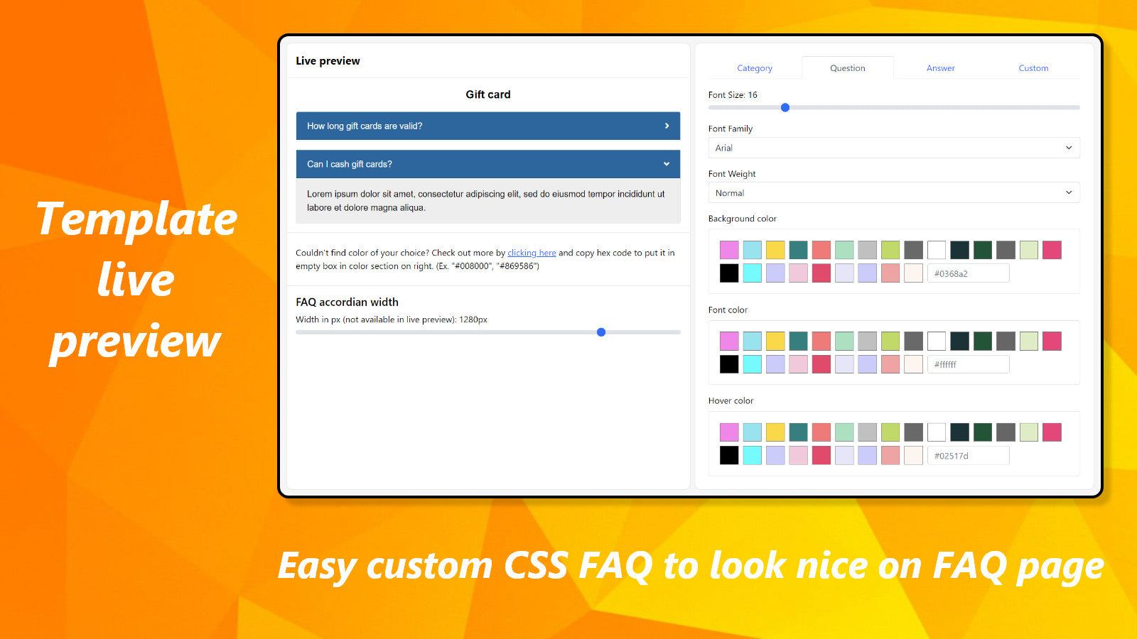 Custom style for FAQ page