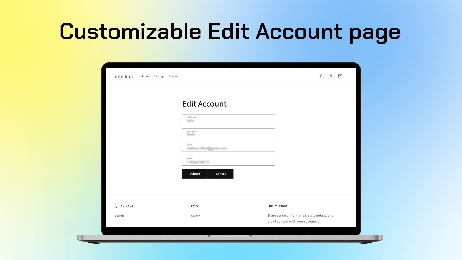 Customer Account Editor for Shopify – Profile Edit form