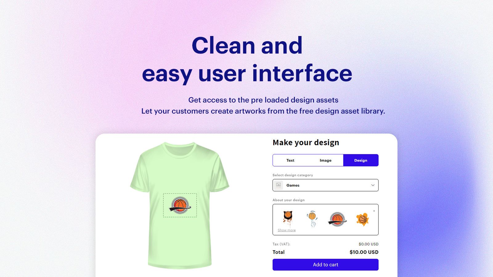 Customer friendly designer studio interface