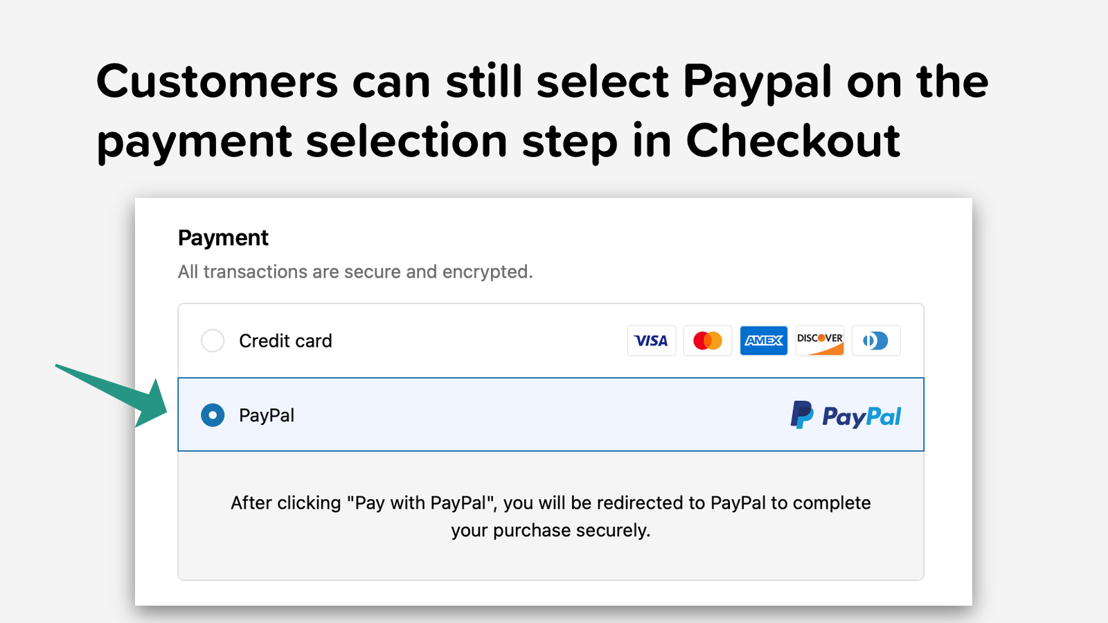 Customers can still select Paypal in the payment selection step