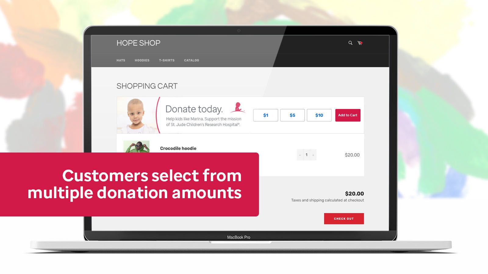 Customers select from multiple donation amounts