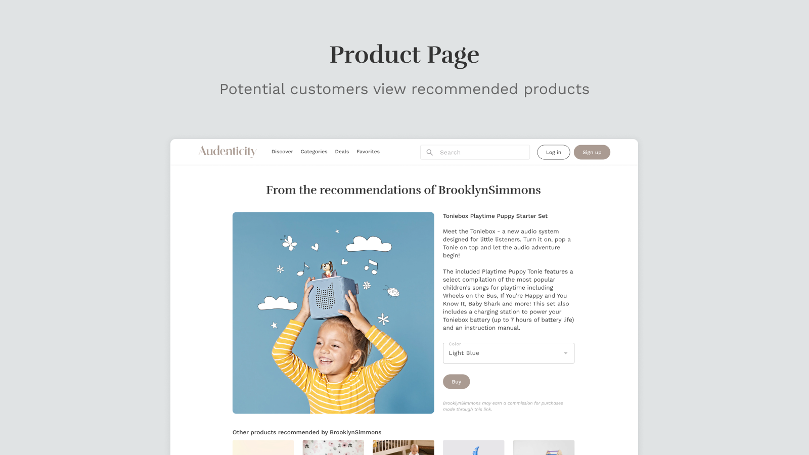 Customers view recommended products on the Product Page