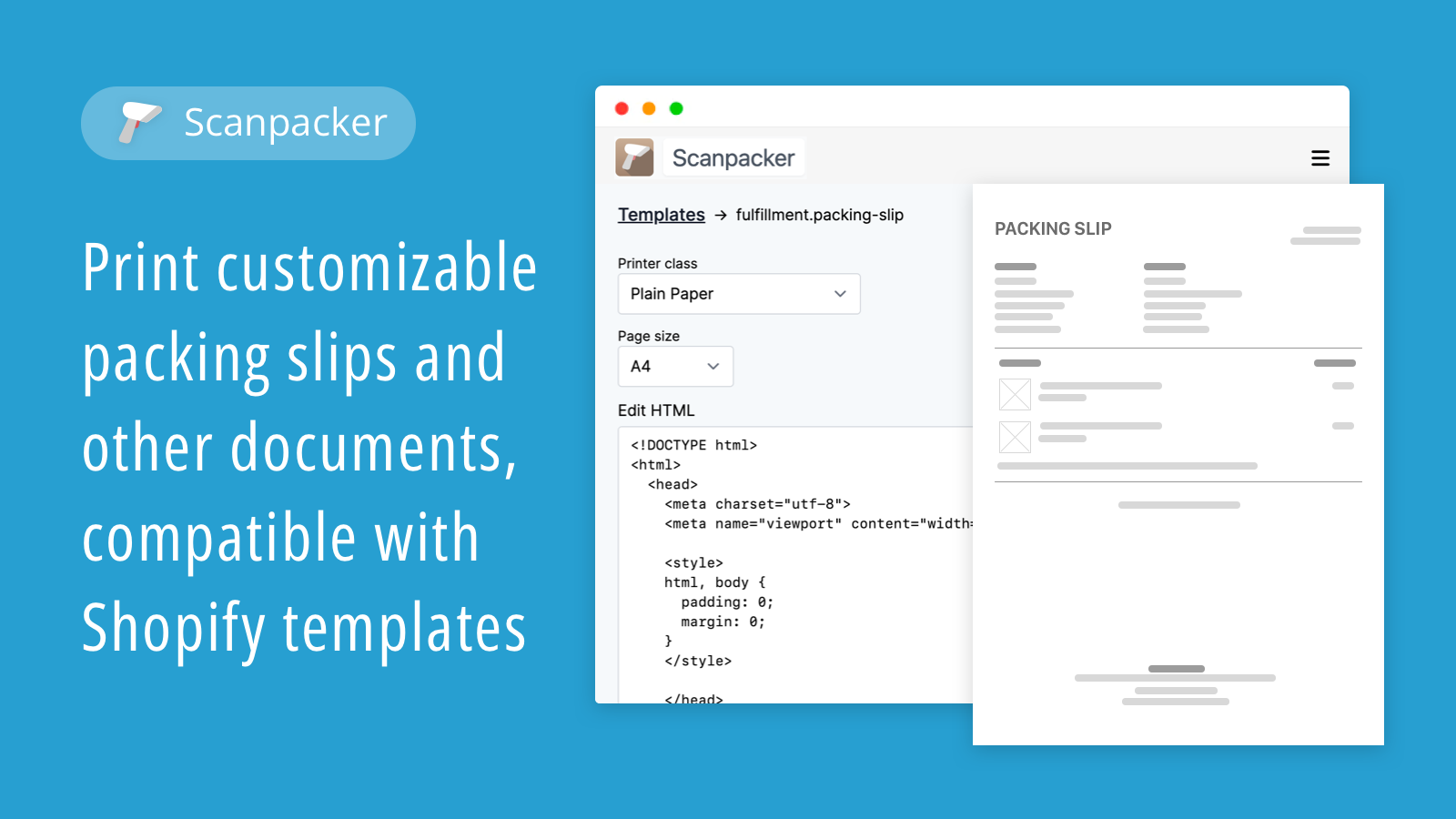 Customise packing slip content with Shopify compatible templates