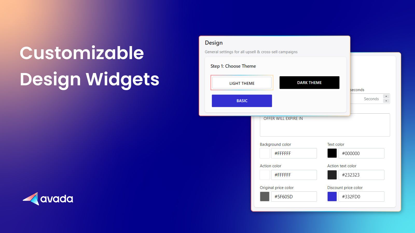 Customizable design widget up sell & cross sell