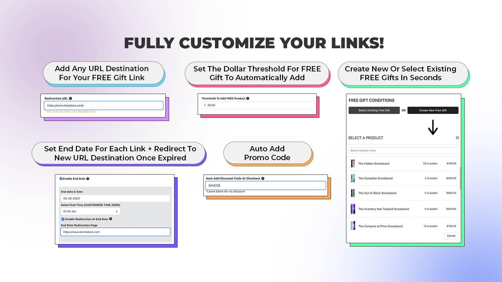 Customizable links: Personalize your links with our app