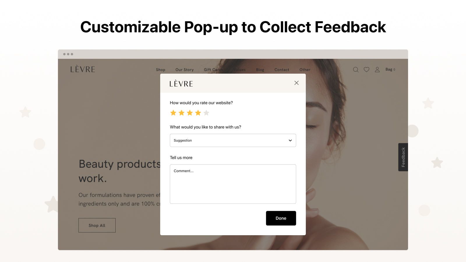 Customizable Pop-up to Collect Feedback