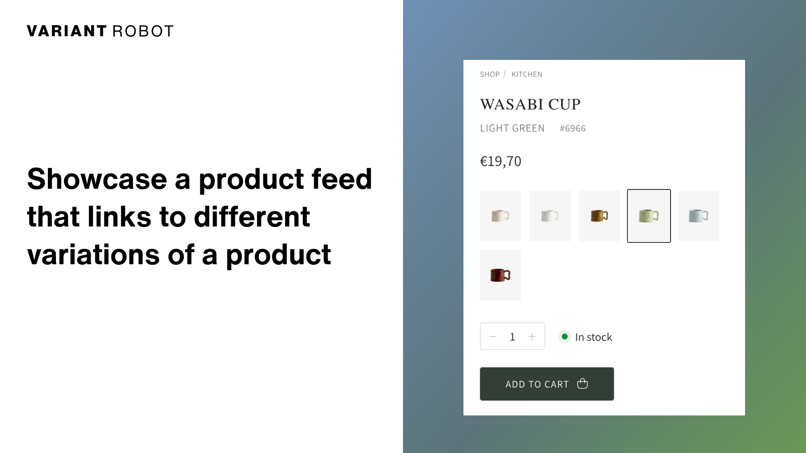 Customizable product variant image feed with easy integration