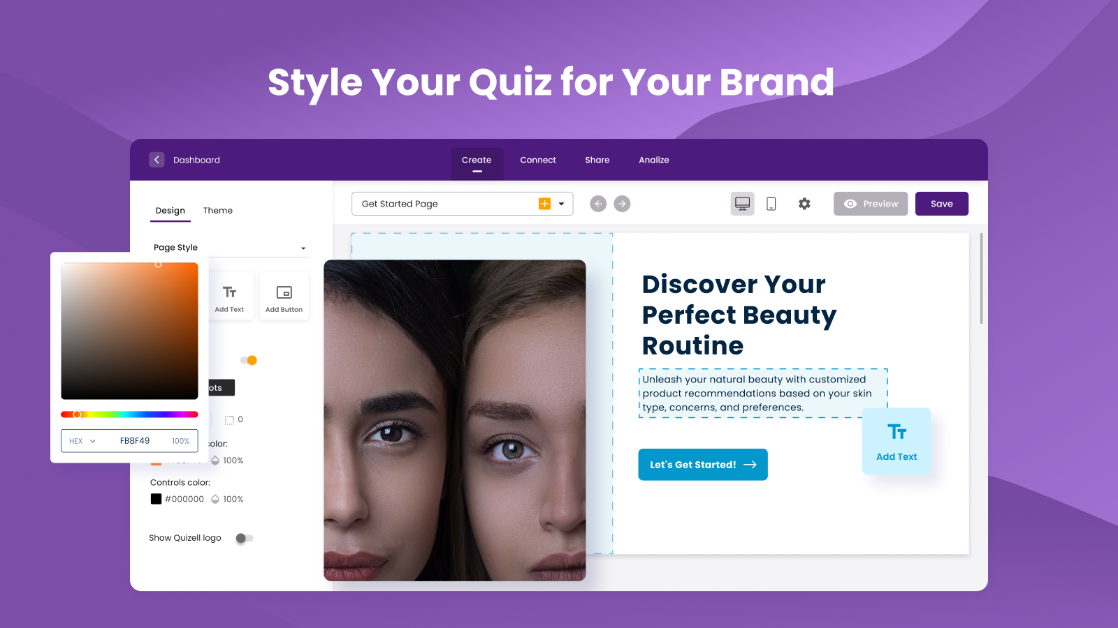 Customizable quiz design to match your website