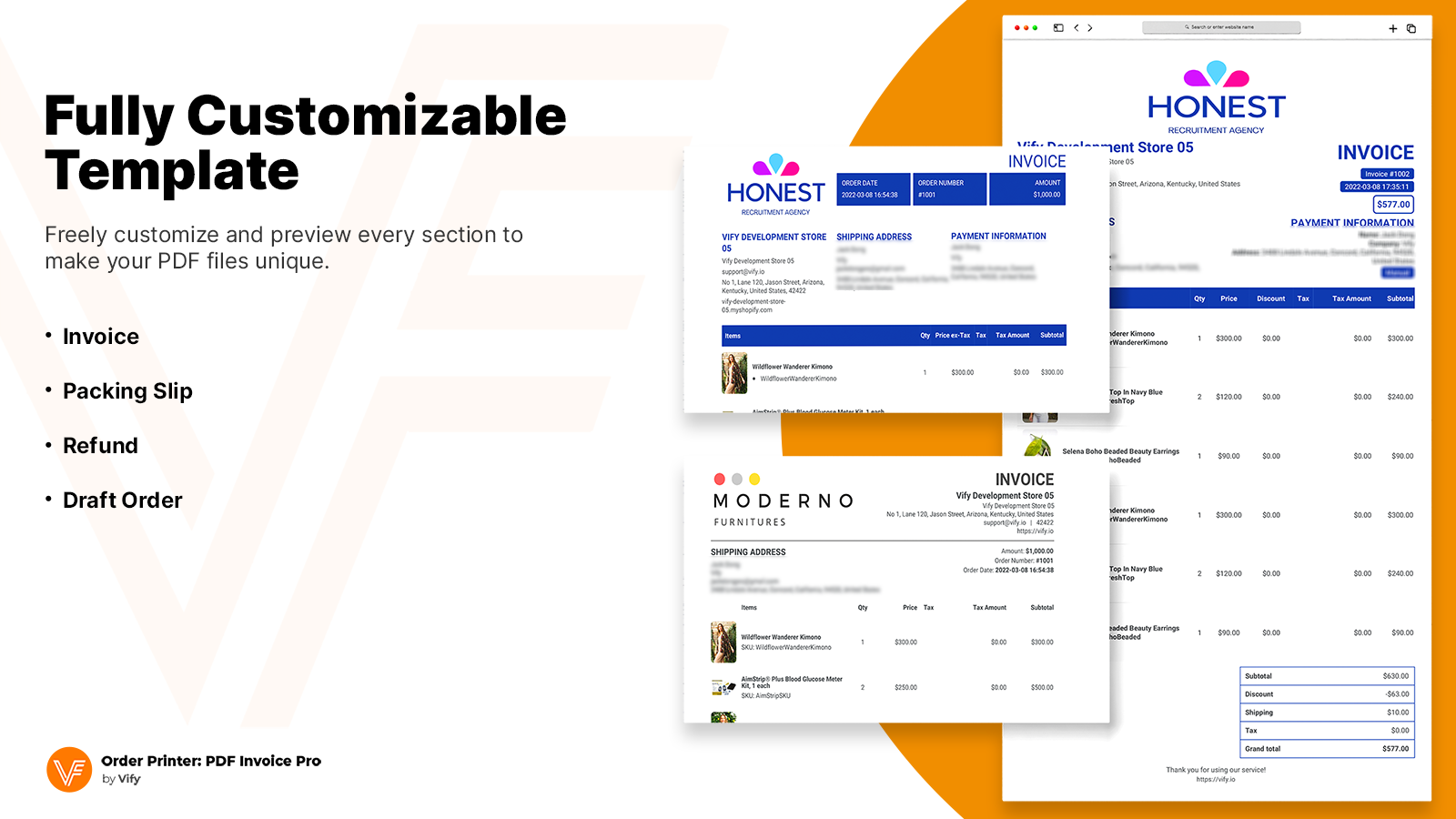 Customizable templates - Vify invoicing app 