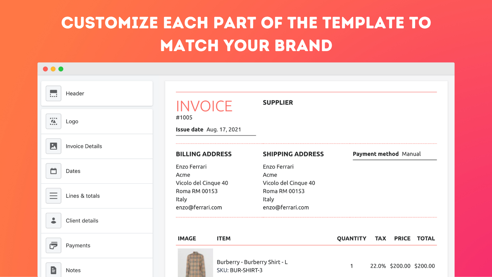 Customize each part of the template to match your brand