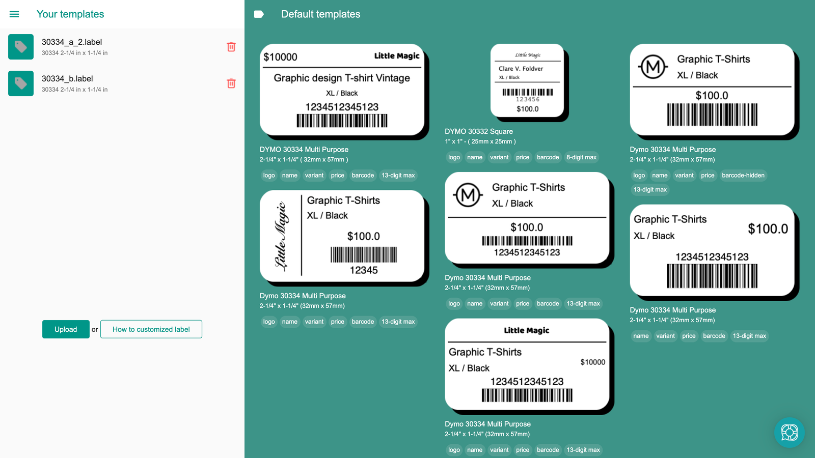 Customize own labels through DYMO 