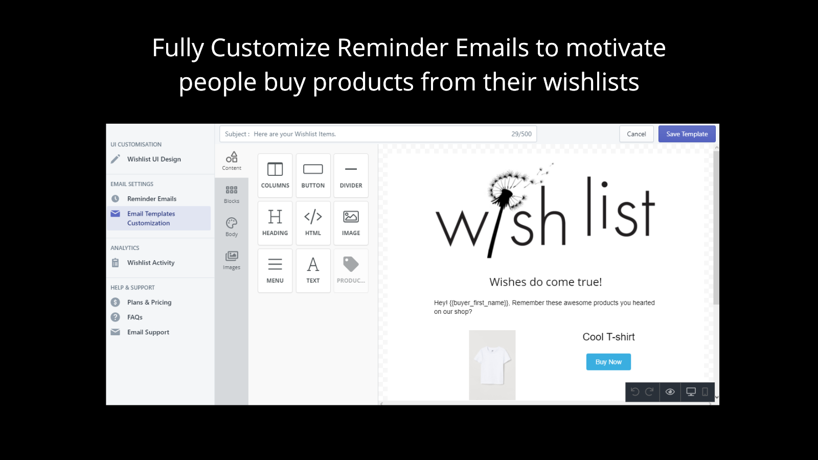 Customize reminder emails