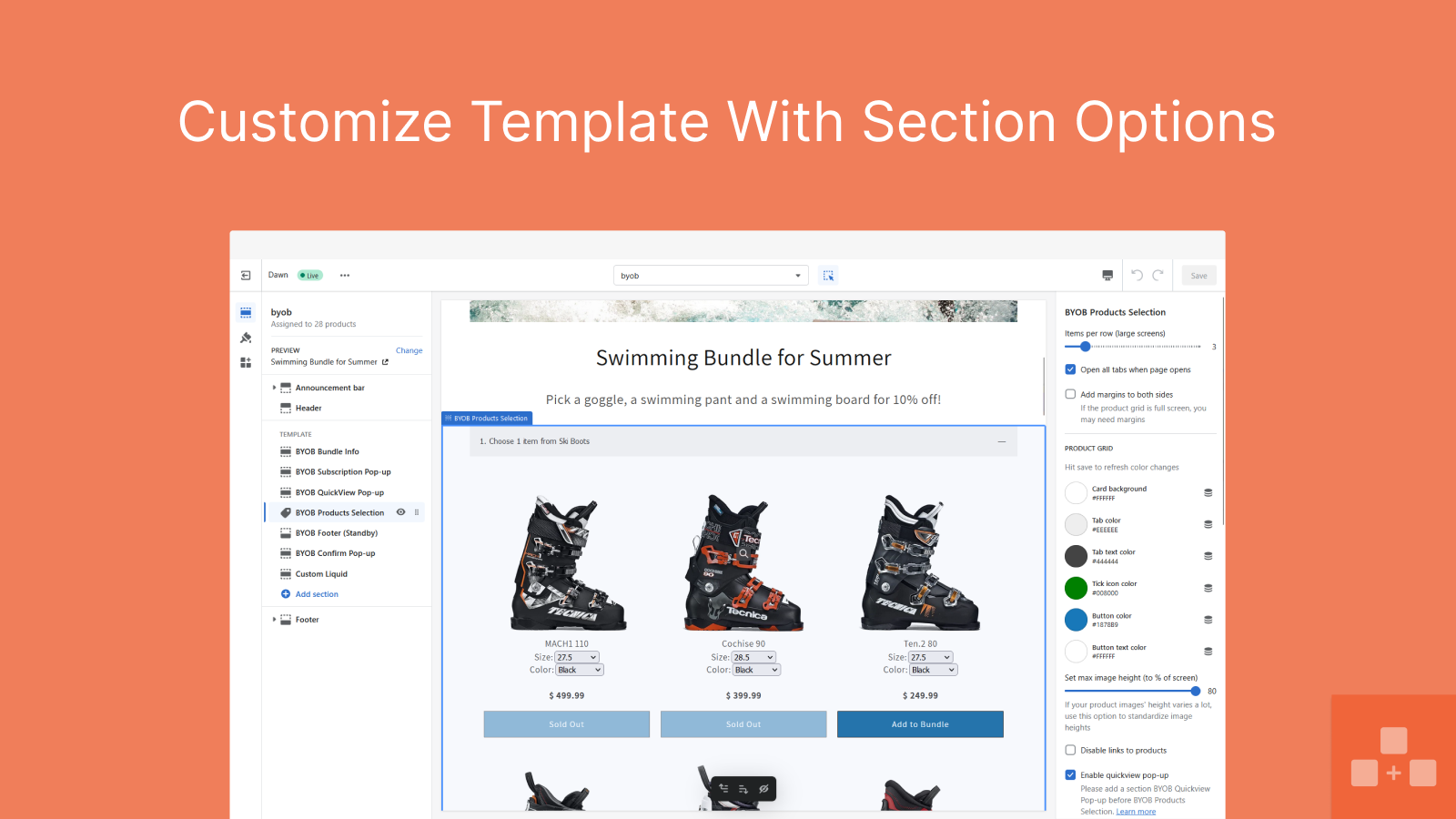 Customize Template Design with Plenty of Section Options