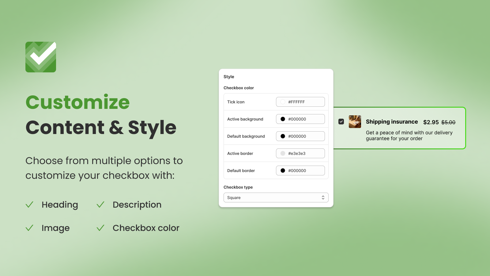 customize the content and style of your checkboxes