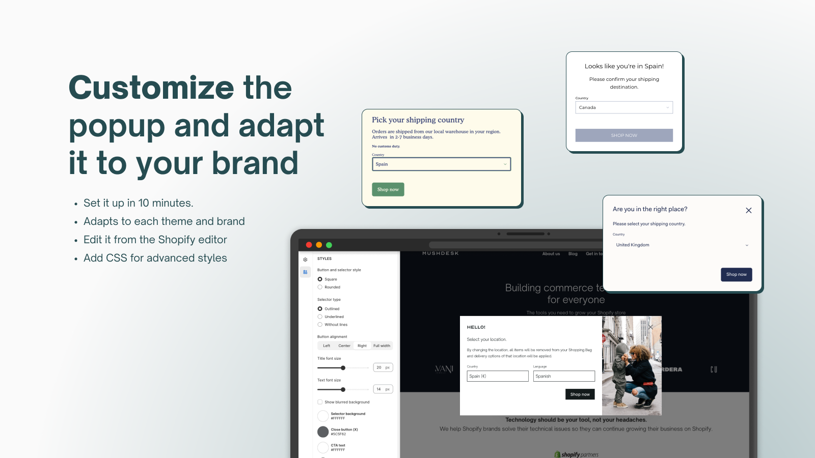 Customize the welcome popup and adapt it to your brand