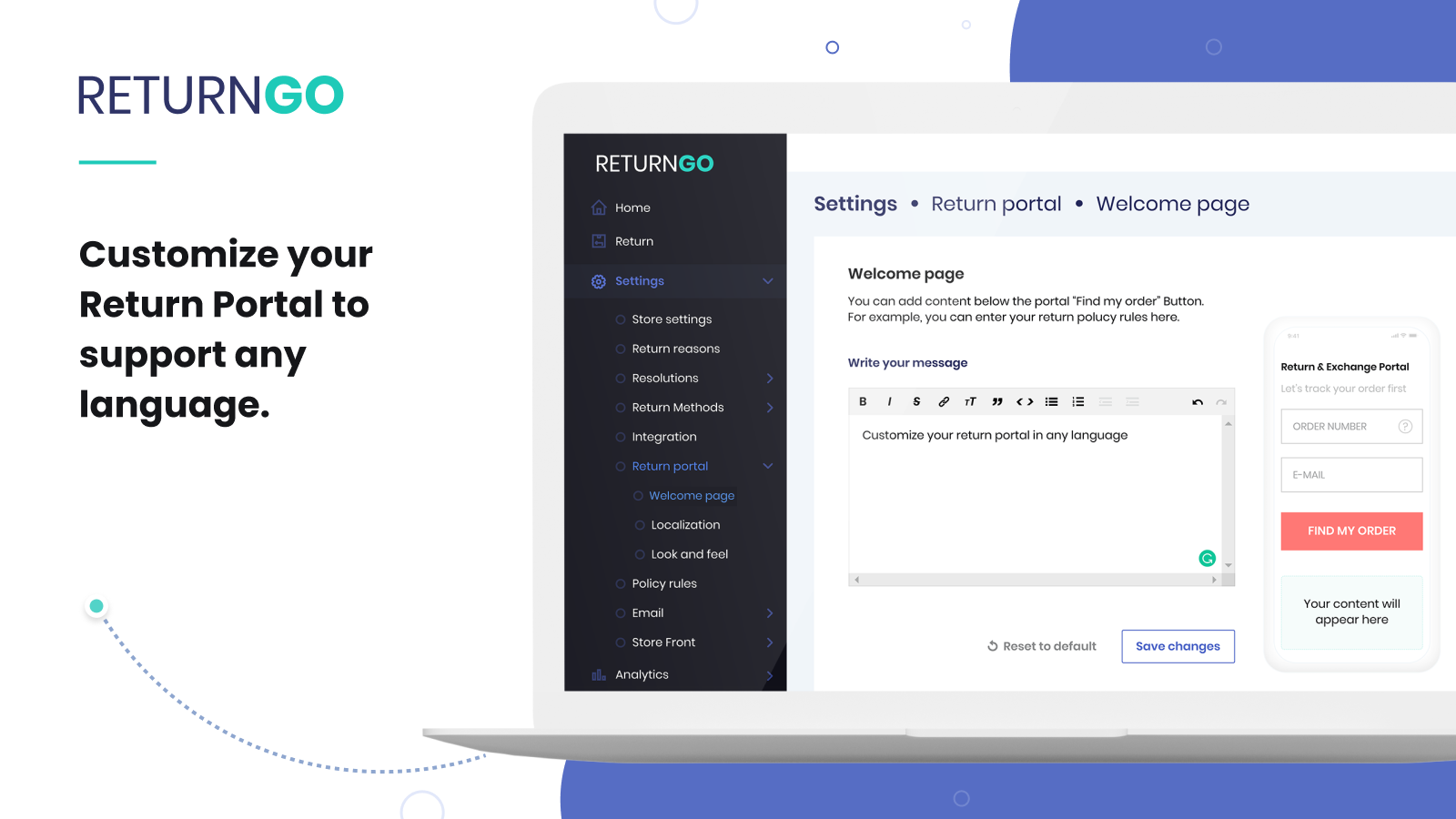Customize to your Returns & Exchange Portal