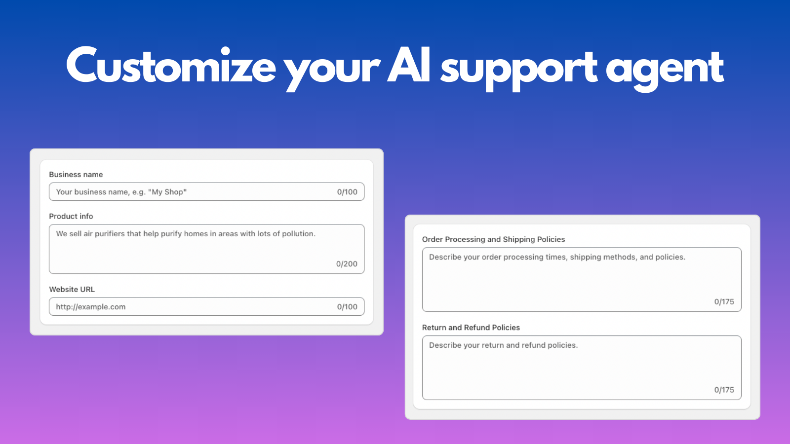 Customize your AI support agent