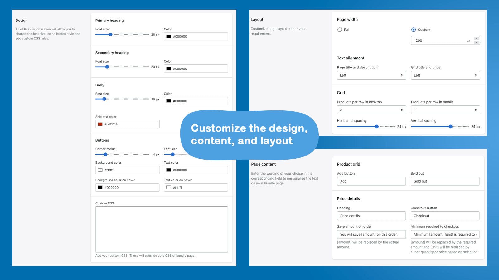 Customize your bundle page