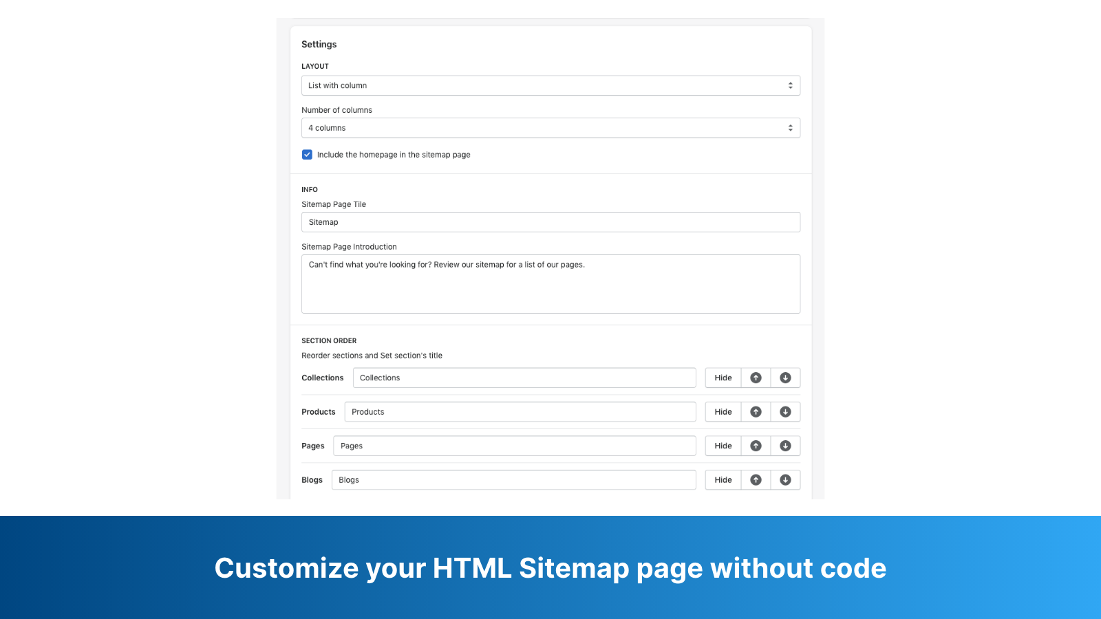 Customize your HTML Sitemap page without code